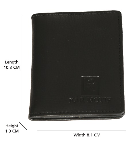 GENUINE LEATHER WALLET ; SMALL LEATHER WALLET; CARD HOLDER WALLET ;ARTICLE NO.KM 006 ; COLOUR - BLACK