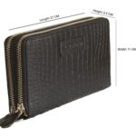 Travel Wallet ; Long Wallet ; Zipper Wallet ; Unisex Leather Wallet ARTICLE NUMBER - KM 001 CROCODILE IMPRESSION - COLOUR BLACK
