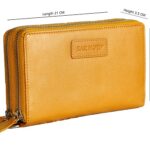 LONG WALLET ; TRAVEL WALLET ; DOUBLE ZIPPER WALLET ; UNISEX LEATHER WALLET ;BRAND - KAR MOTIF ,ARTICLE NUMBER - KM 001 ,COLOUR - YELLOW,SUFFIANO IMPRESSION