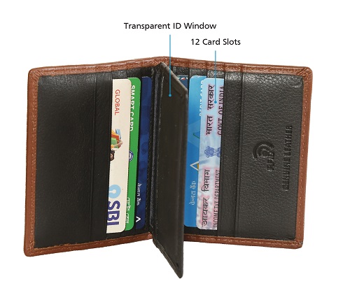 RFID WALLET ,GENUINE LEATHER WALLET, SMALL WALLET,CARD HOLDER ARTICLE NUMBER KM 006,BRAND - KAR MOTIF , COLOUR - BROWN STRIPE - Image 4