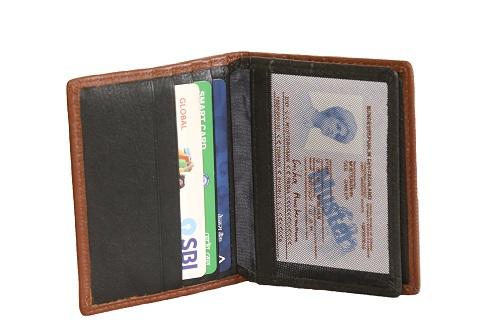 RFID WALLET ,GENUINE LEATHER WALLET, SMALL WALLET,CARD HOLDER ARTICLE NUMBER KM 006,BRAND - KAR MOTIF , COLOUR - BROWN STRIPE - Image 5