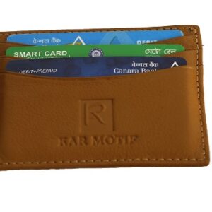 GENUINE LEATHER CARD CASE, LEATHER CARD HOLDER ,ARTICLE NUMBER KM 009 , BRAND - KAR MOTIF , COLOUR - TAN