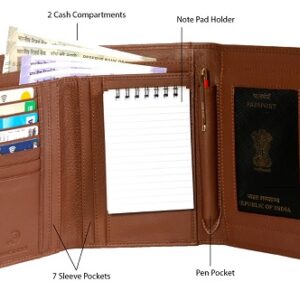 PASSPORT POUCH; PASSPORT BAG; TRAVEL ORGANIZER,TRAVEL BAG , BRAND - KAR MOTIF ,ARTICLE NUMBER -KM002; COLOUR - BROWN