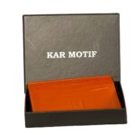 GENUINE LEATHER CARD HOLDER ; CARD CASE , CREDIT CARD HOLDER , BRAND - KAR MOTIF , ARTICLE NUMBER KM 009, COLOUR - ORANGE