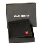 GENUINE LEATHER WALLET , PURE LEATHER WALLET,CARD HOLDER , RFID WALLET,SMALL WALLET, ARTICLE NUMBER KM 006 , BRAND KAR MOTIF, COLOUR BLACK, CROCODILE IMPRESSION