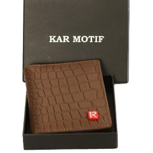 PURE LEATHER WALLET, UNISEX LEATHER WALLET, RFID WALLET, SMALL WALLET ARTICLE NUMBER KM 006, COLOUR - BROWN, CROCODILE IMPRESSION