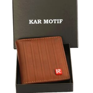 RFID WALLET ,GENUINE LEATHER WALLET, SMALL WALLET,CARD HOLDER ARTICLE NUMBER KM 006,BRAND - KAR MOTIF , COLOUR - BROWN STRIPE