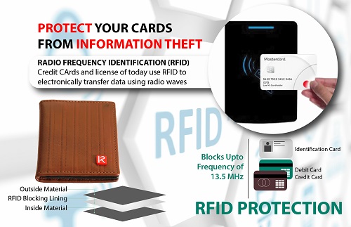 RFID WALLET ,GENUINE LEATHER WALLET, SMALL WALLET,CARD HOLDER ARTICLE NUMBER KM 006,BRAND - KAR MOTIF , COLOUR - BROWN STRIPE - Image 2