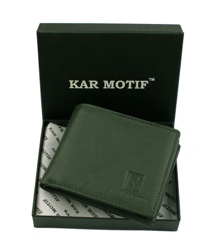 GENUINE LEATHER WALLET ; KM -102 GREEN